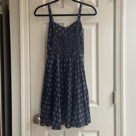 Old Navy A-Line Cotton Summer Dress - Navy with White Abstract Pattern Size XS - Picture 3 of 4